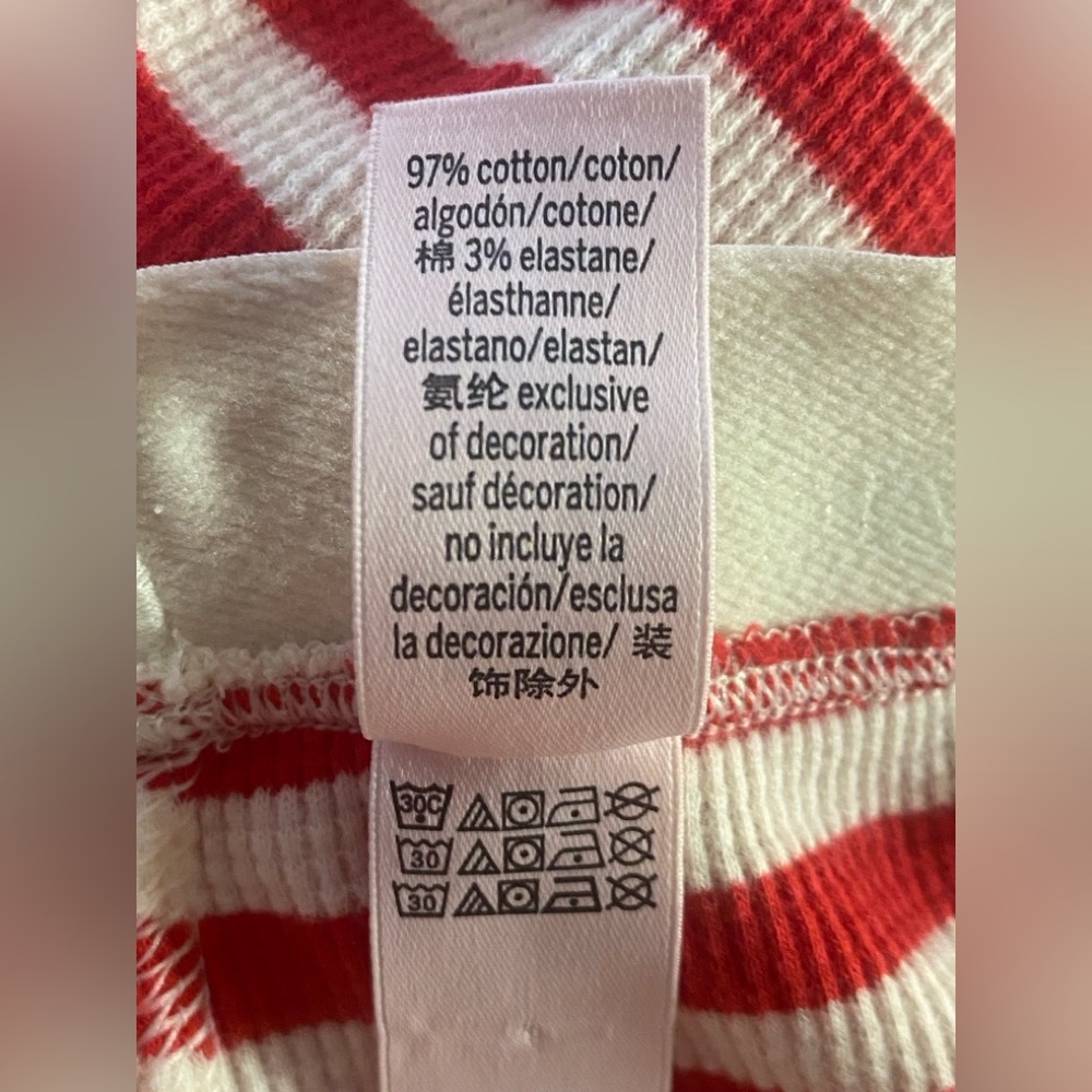 Victoria Secret Long Thermal Pajama Set Red & White Candy Cane Striped - Picture 8 of 9